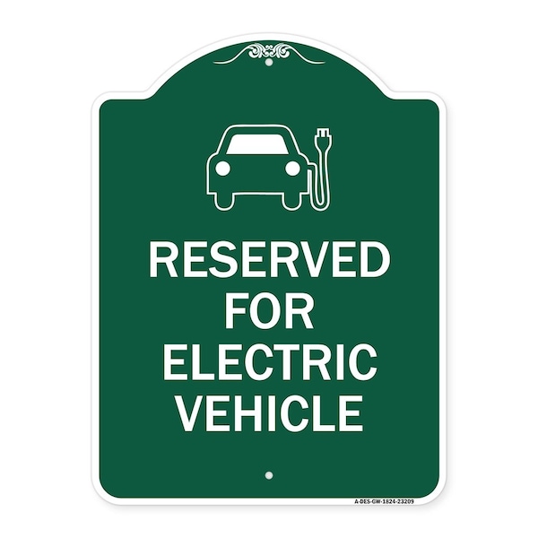 Signmission Reserved for Electric Vehicle W/ Graphic, Green & White Aluminum Sign, 18" x 24", GW-1824-23209 A-DES-GW-1824-23209 - main